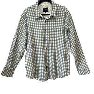 Rails Button Down Shirt Mens Size XXL Gray White Checkered Plaid 100% Cotton L/S